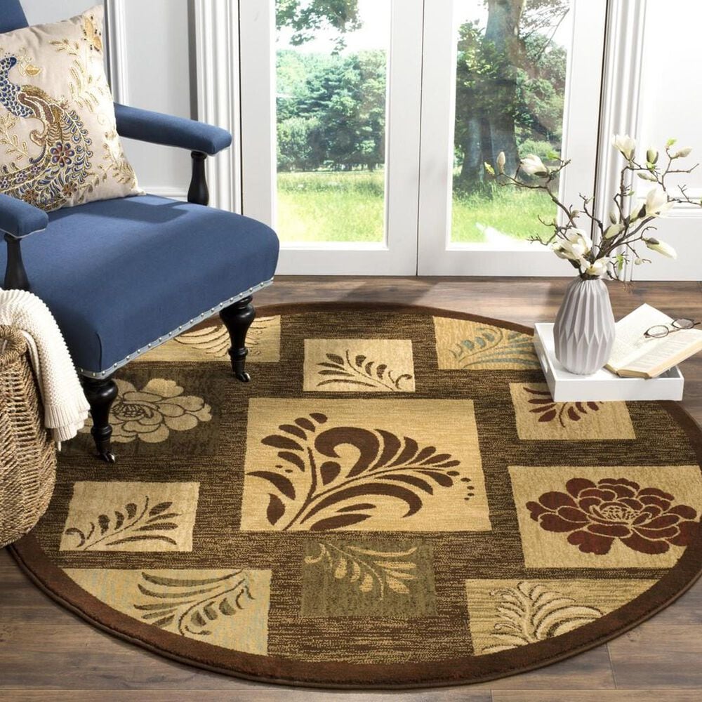 Safavieh Lyndhurst LNH554 5&#39;3&quot; Round Brown and Multicolor Area Rug, , large