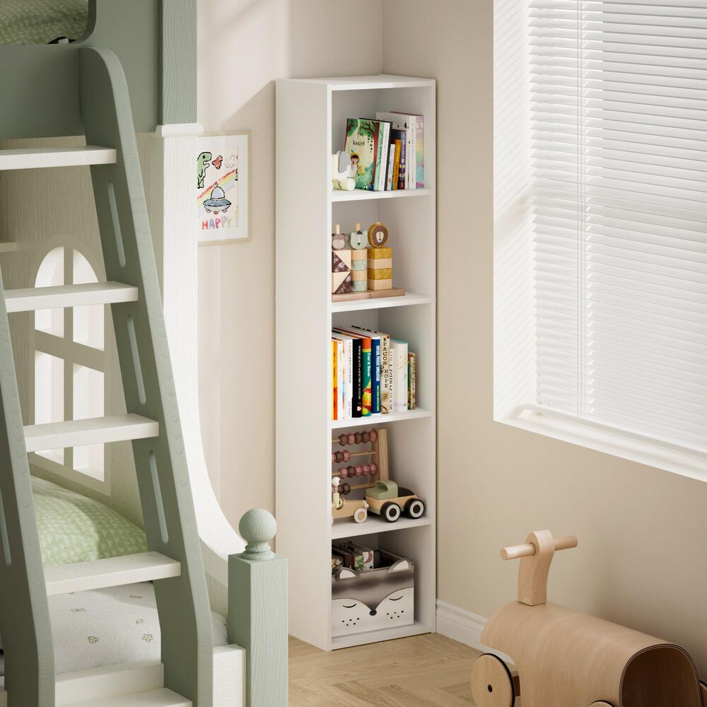 HOMLUX 5-Tier Cube Open Shelf Storage Organizer Bookcase in White, , large