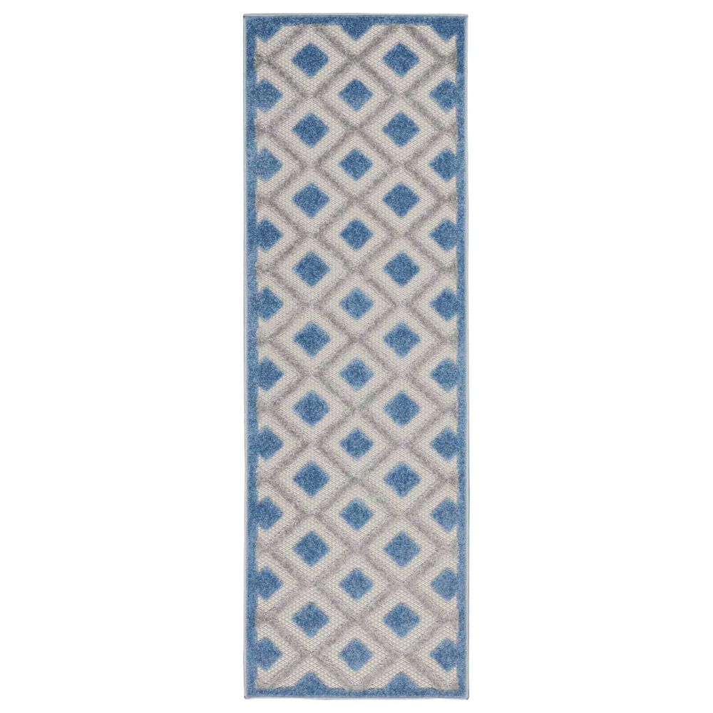 Nourison Aloha ALH26 2" x 6" Blue and Grey Indoor/Outdoor Runner, , large