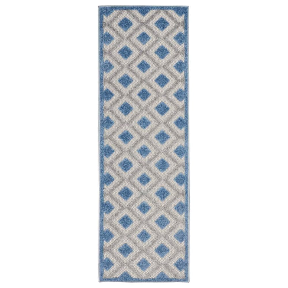 Nourison Aloha ALH26 2" x 6" Blue and Grey Indoor/Outdoor Runner, , large