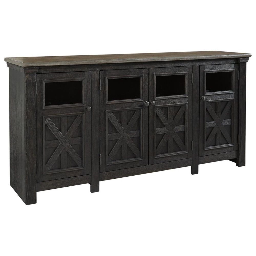 Ashley Tyler Creek Extra Large 74.25&quot; TV Stand in Black and Gray, , large