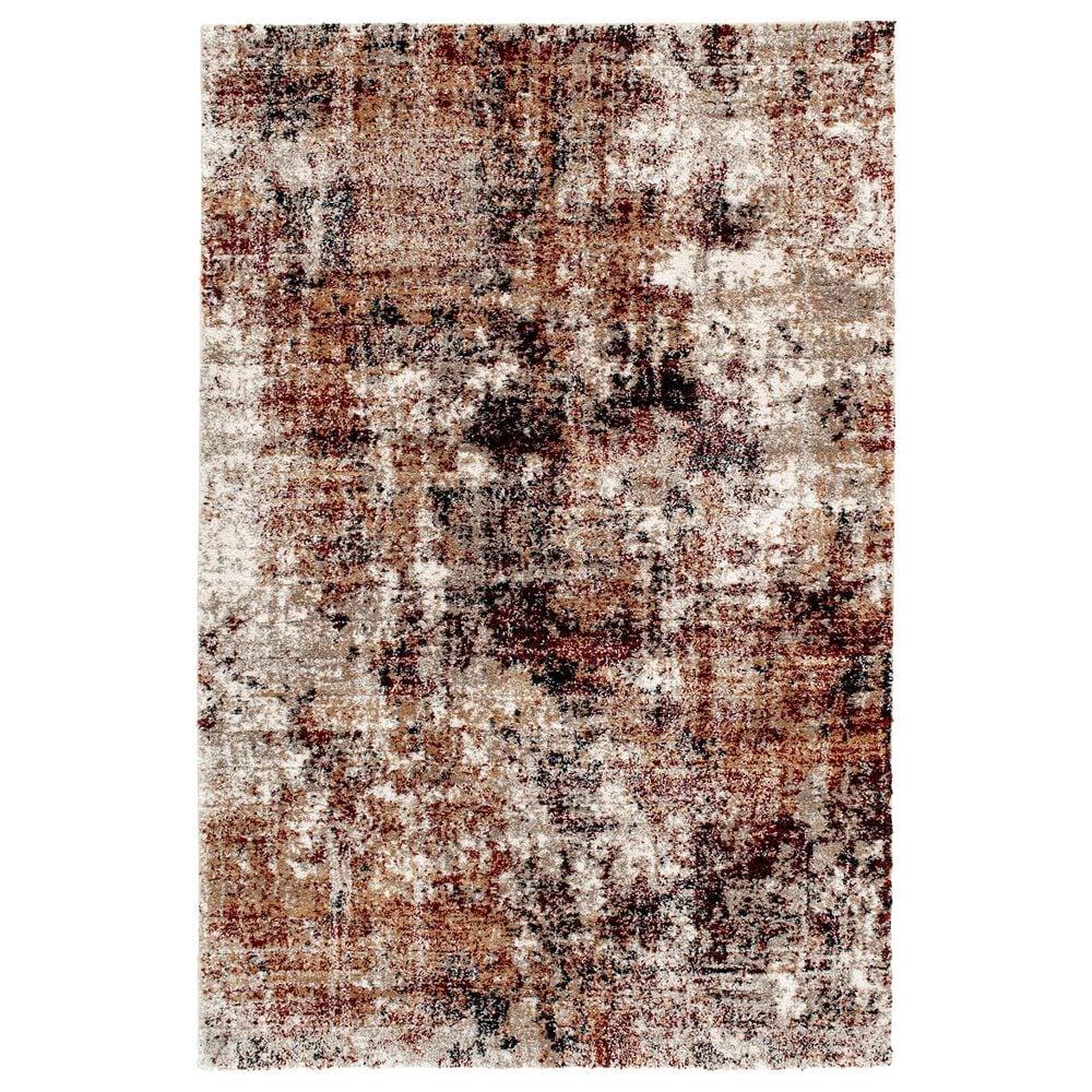 Central Oriental Oklahoma Koda 7"10" x 9"10" White Sand and Dark Rust Area Rug, , large