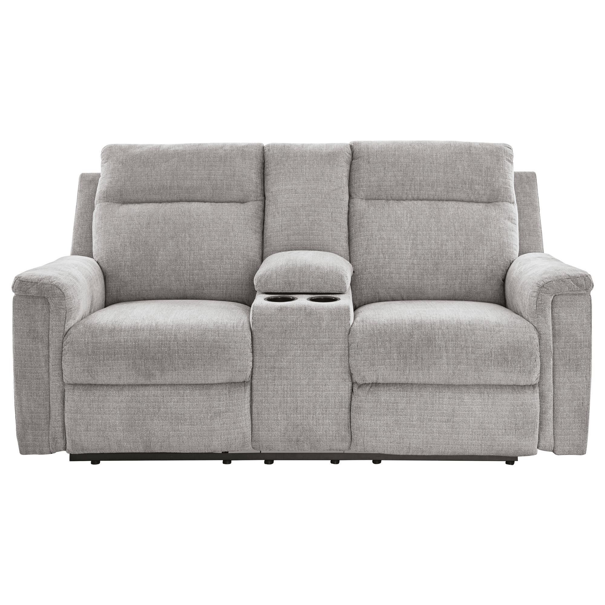 Signature Design by Ashley Barnsana Power Reclining Loveseat in Ash NFM