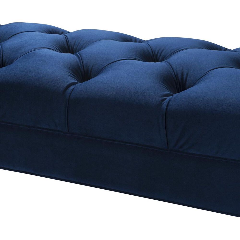 Jennifer Taylor Home Alma Tufted Flared Arm Entryway Bench in Navy Blue