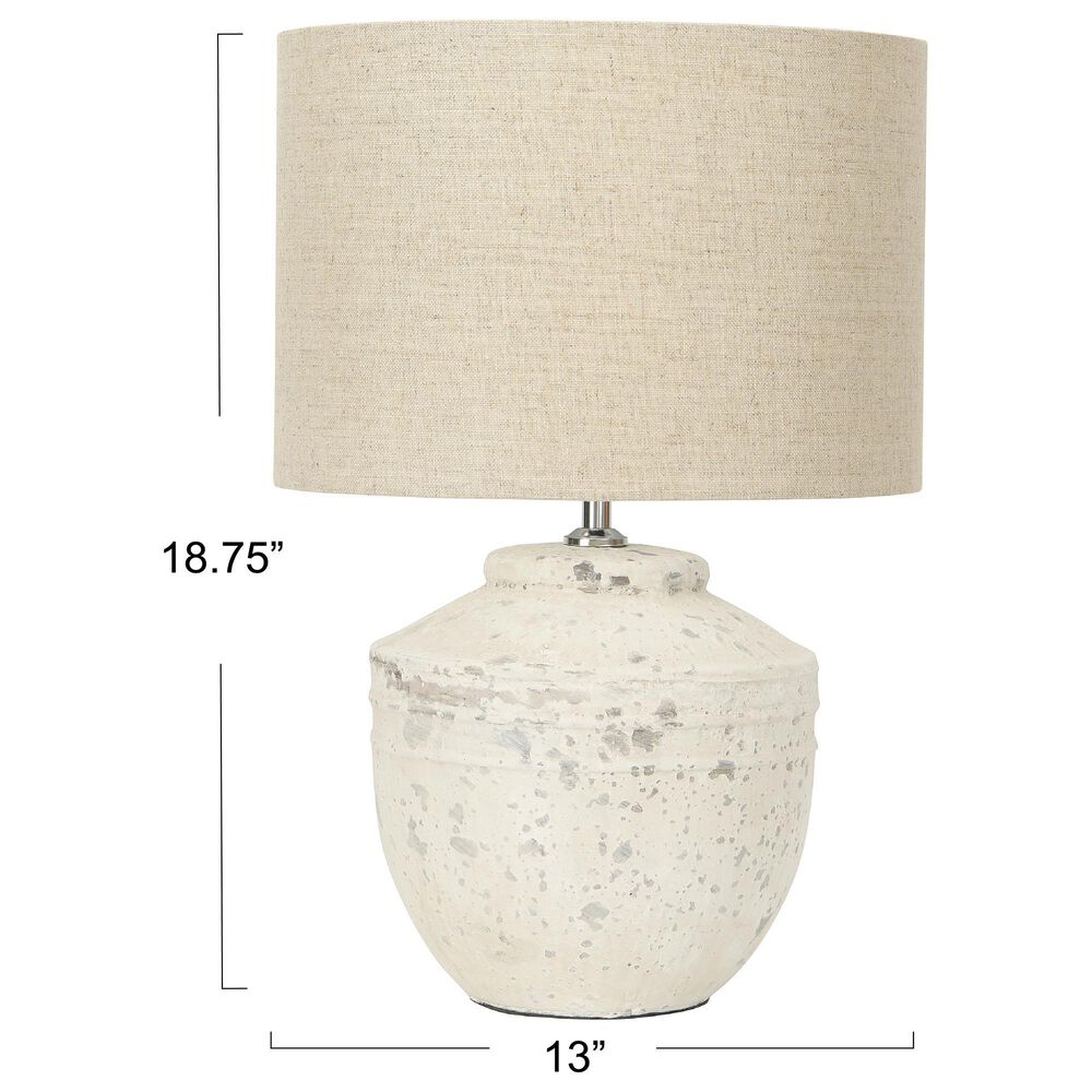 Creative Coop Cement Table Lamp in Distressed White, , large