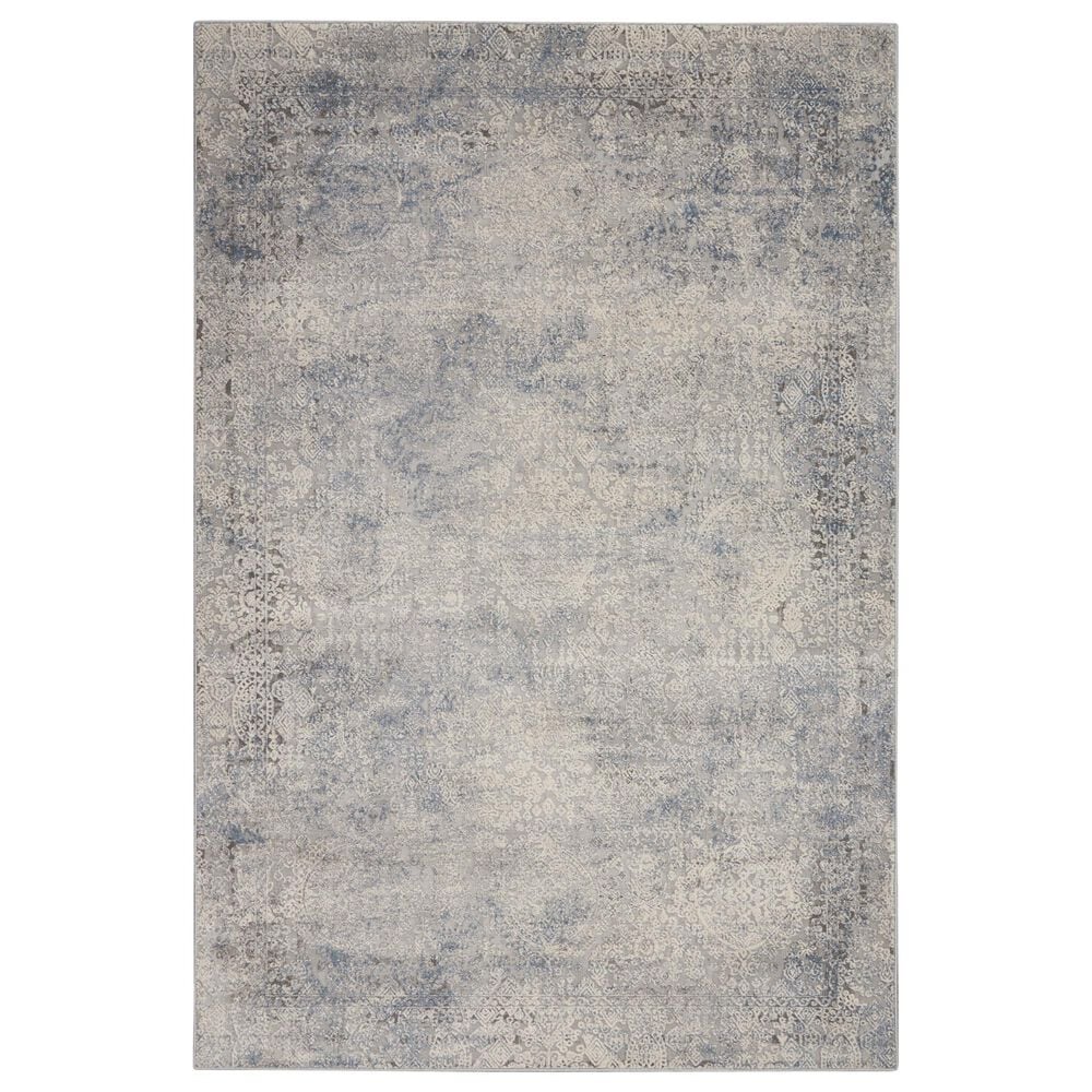 Nourison Rustic Textures Ivory and Light Blue 5"3" x 7"3" Area Rug, , large