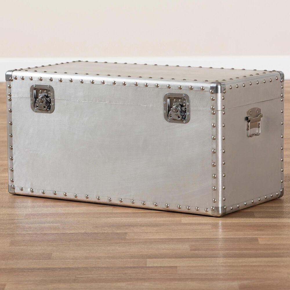 Baxton Studio Serge Storage Trunk in Silver, , large