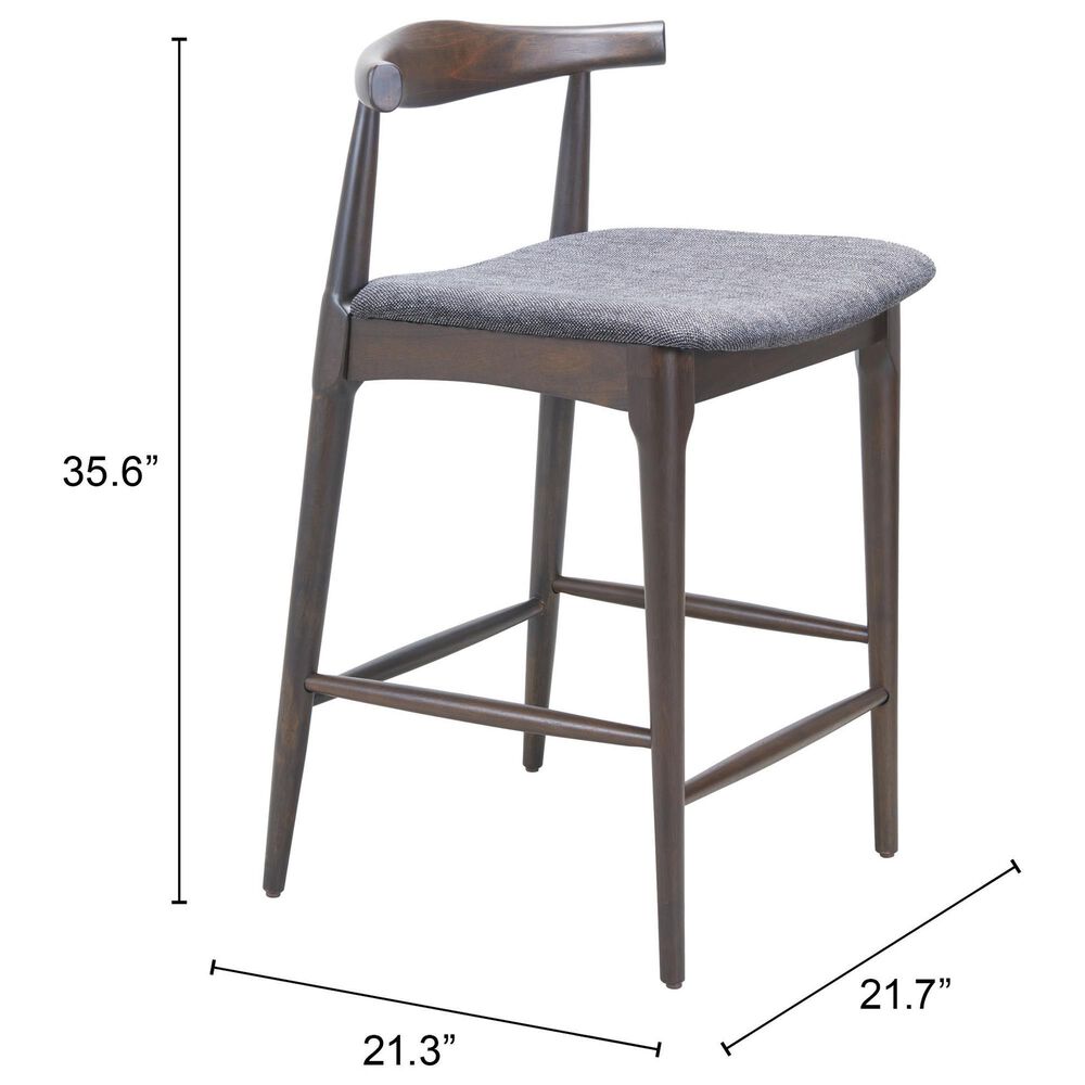 Zuo Modern Tuzka Bar Stool in Gray &amp; Espresso, , large