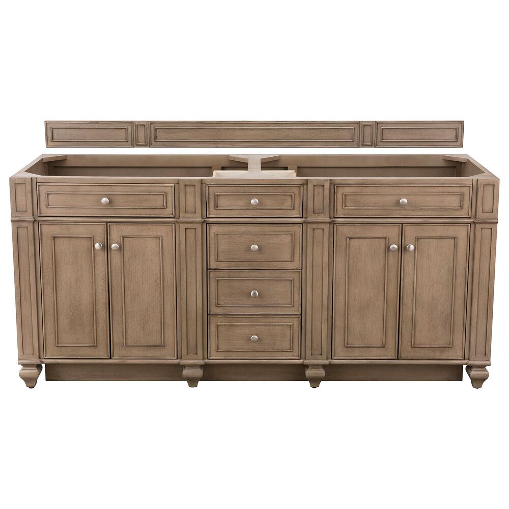 James Martin Vanities Bristol 72" Double Bathroom Vanity in Whitewashed Walnut with 3 cm Eternal Jasmine Pearl Silestone Top, Rectangular Sinks and FreePower Wireless Charger, , large