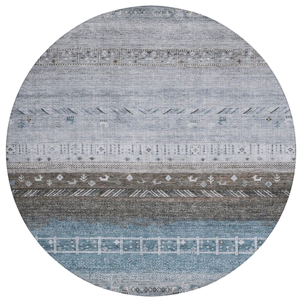 Dalyn Rug Company Karaj KJ7 8" Round Blue Indoor/Outdoor Area Rug, , large