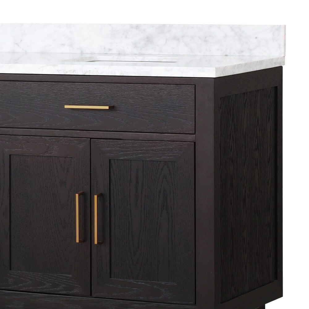 Lexora Home Abbey 80&quot; Double Bathroom Vanity in Black Oak with 2 cm White Carrara Marble Top and Rectangular Sinks, , large