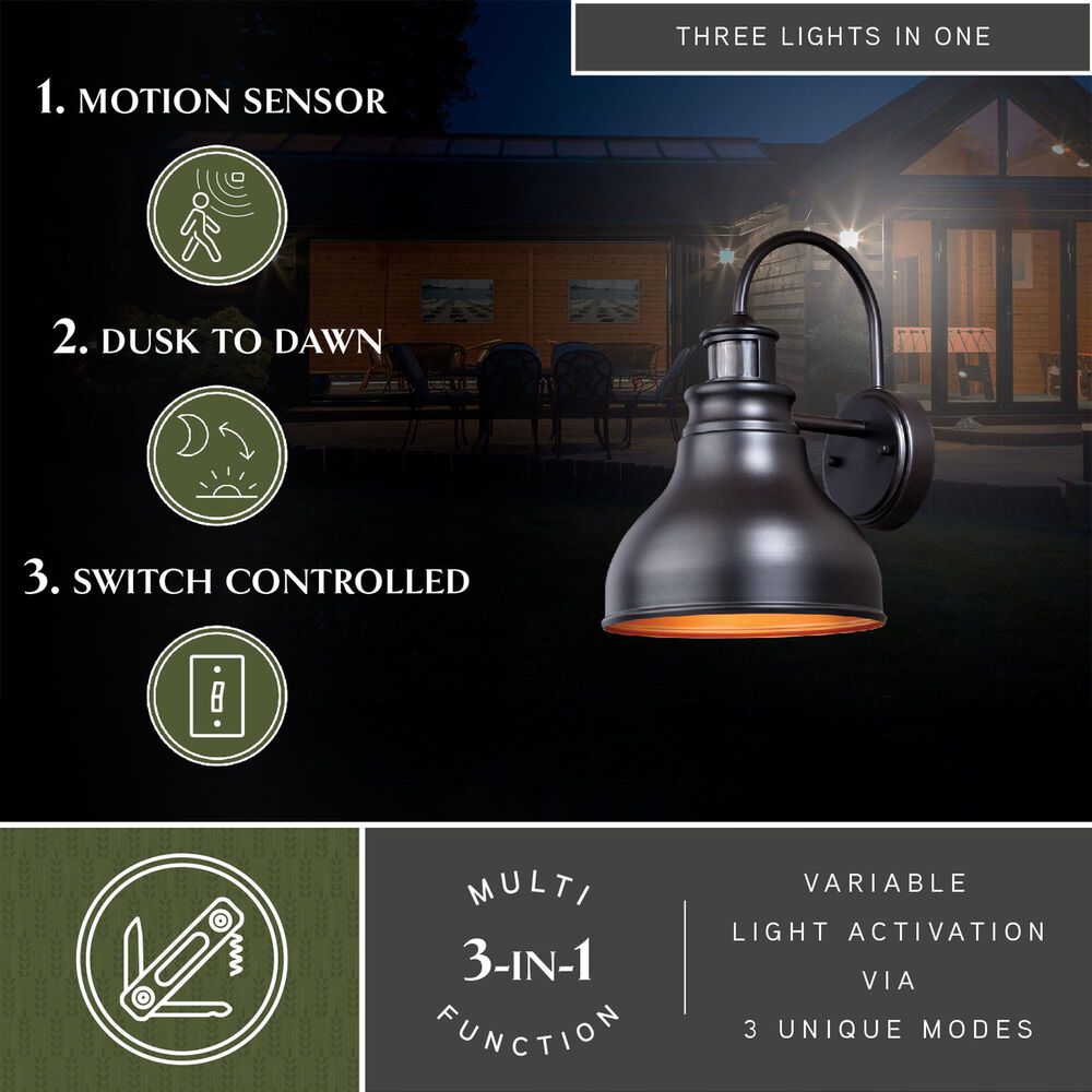 Vaxcel Delano 1-Light Outdoor Motion Sensor Wall Sconce in Oil Burnished Bronze, , large