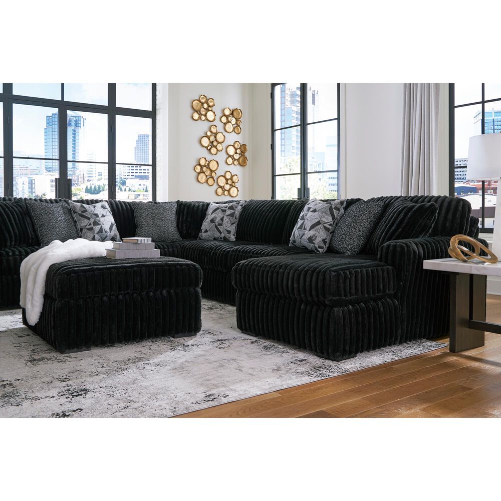 Ashley Midnight-Madness Oversized Accent Ottoman in Onyx, , large