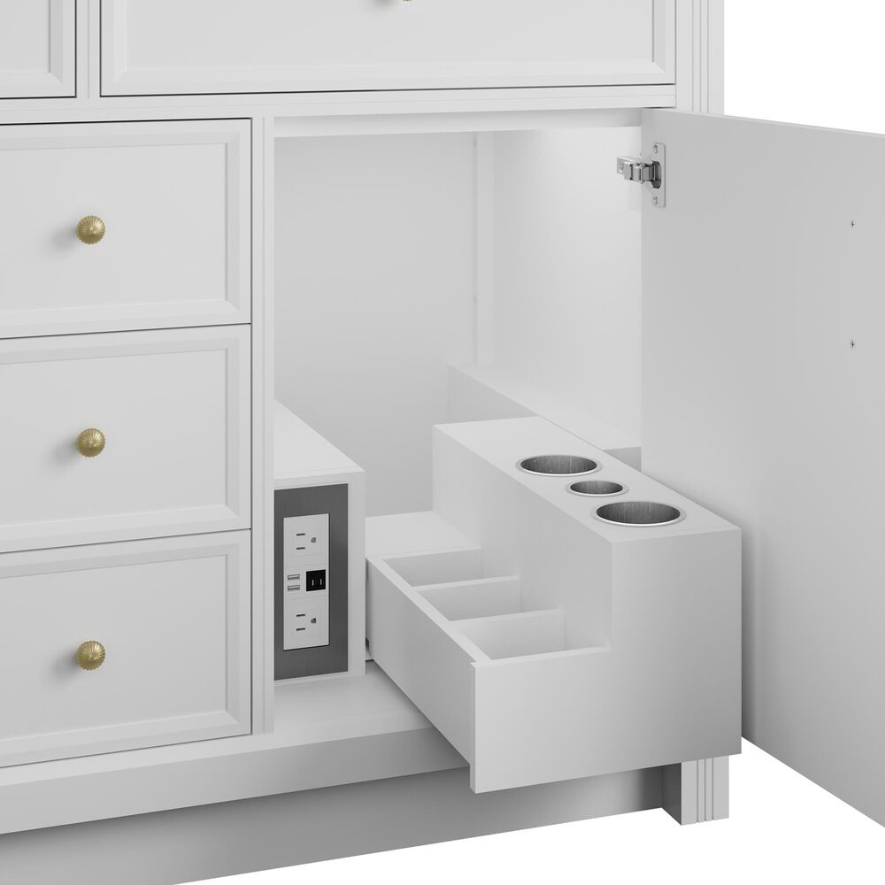 James Martin Bellshire 48" Single Bathroom Vanity in Bright White with 3 cm Charcoal Soapstone Silestone Top and Rectangular Sink, , large