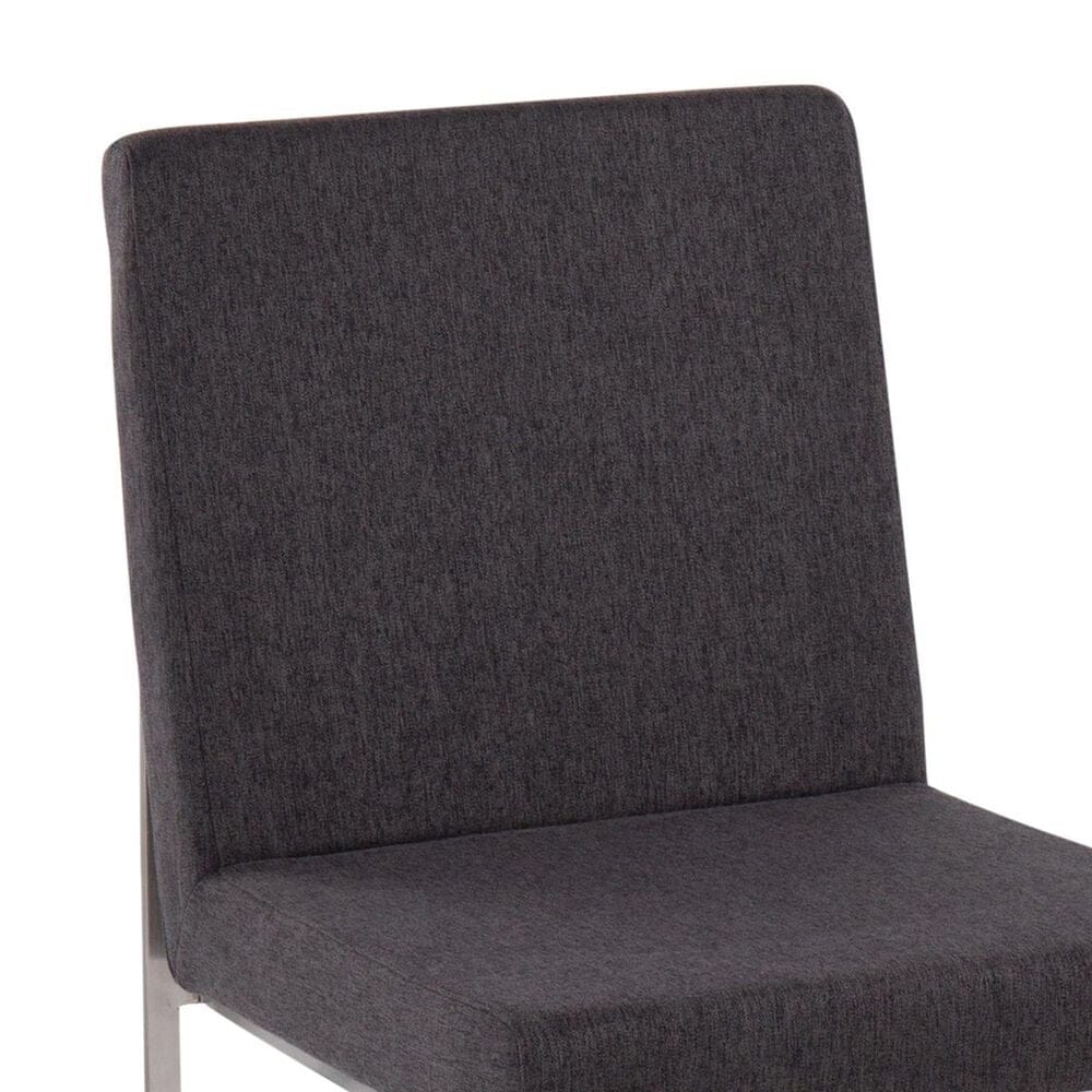 Lumisource Fuji Side Chair with Charcoal Cushion in Brushed Stainless Steel &#40;Set of 2&#41;, , large