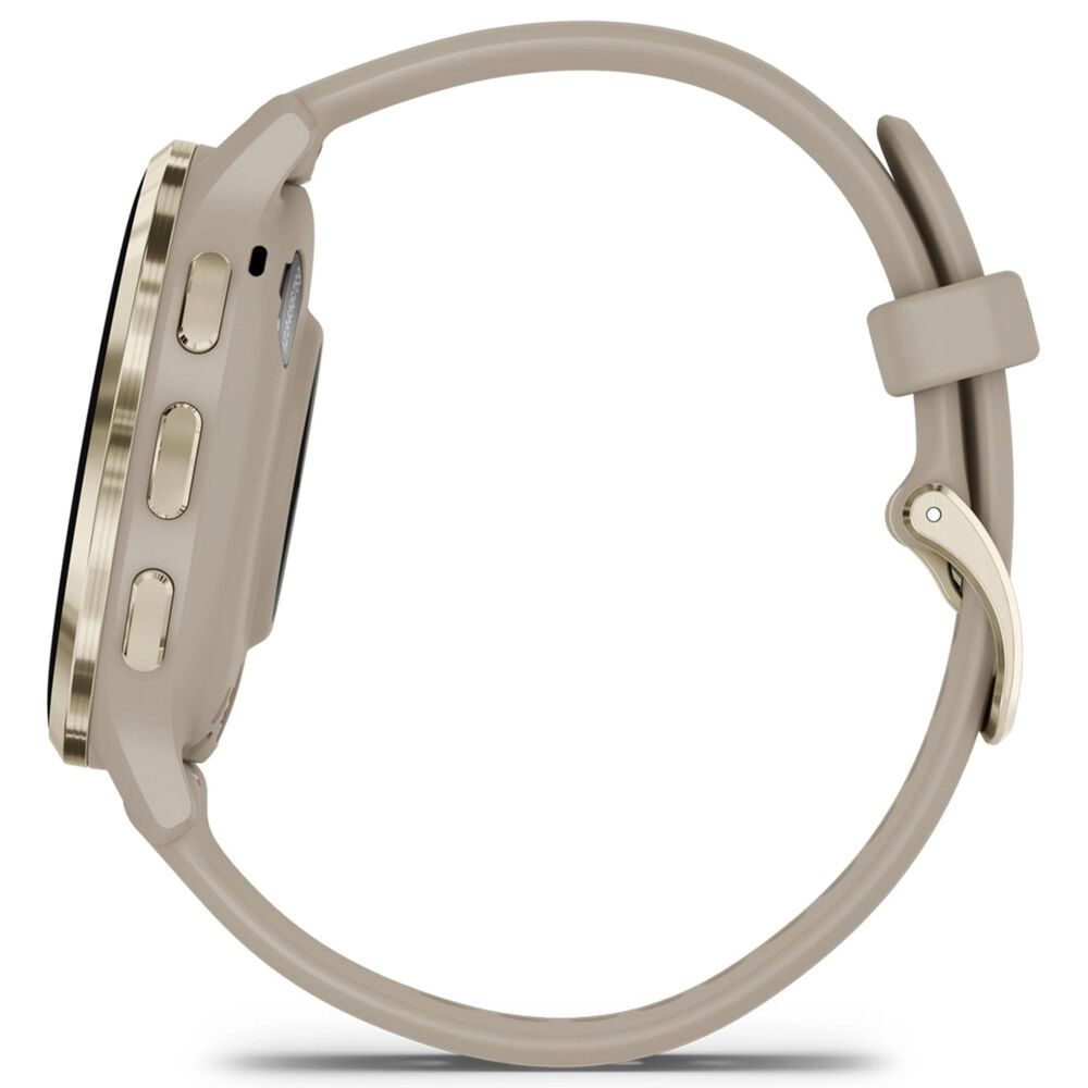 Garmin Venu 3S Smartwatch 41mm Soft Gold Stainless Steel Bezel Case with French Grey Silicone Band, , large