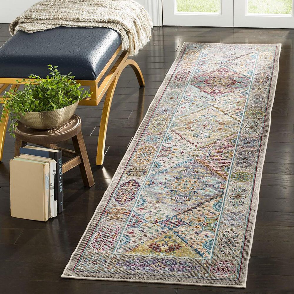 Safavieh Aria ARA127C 2&#39; x 8&#39; Cream and Multicolor Runner, , large