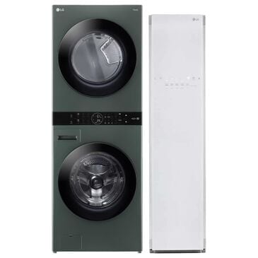 LG Single Unit WashTower with Gas Dryerl in Nature Green and Wi-Fi Enabled Steam Clothing Styler in White , , large