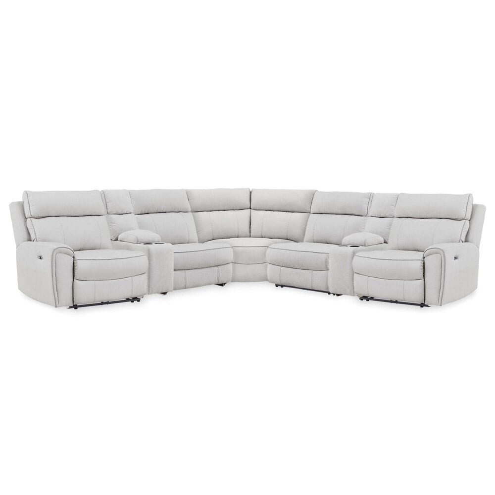 Ashley Social Pointe 7-Piece Power Symmetrical Reclining Sectional in Pearl and Ash, , large