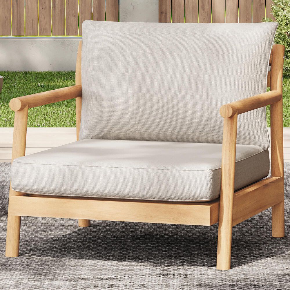 Hearth and Haven Outdoor Club Chair with Water-Resistant Cushion in Beige, , large