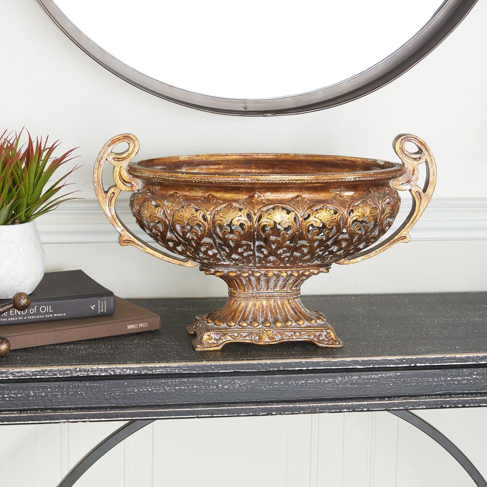 Maple and Jade 19&quot; Traditional Vintage Decorative Bowl in Gold, , large