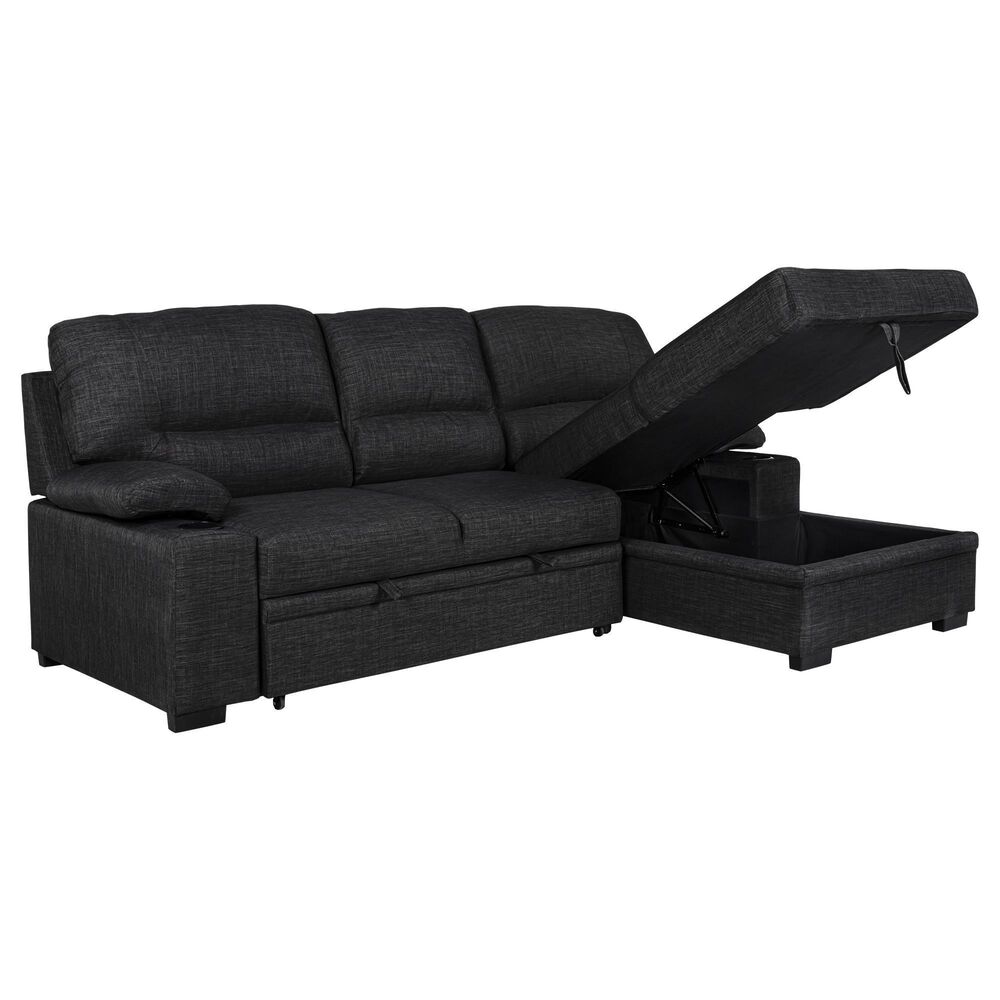 Primo Giuseppe Sofa with Storage Chaise in Charcoal Gray Nebraska