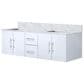Lexora Home Geneva 60" Double Bathroom Vanity in Glossy White with 2 cm White Carrara Marble Top and Rectangular Sinks, , large