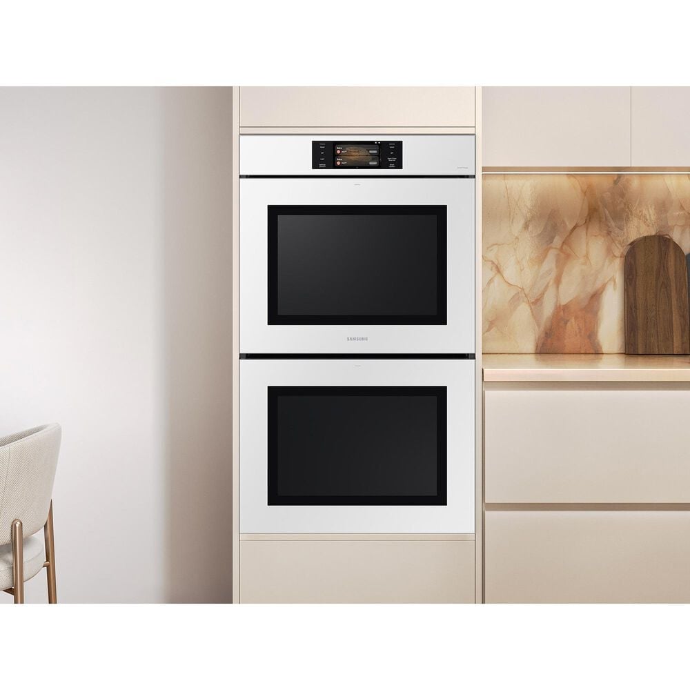 Samsung Bespoke 2-Piece Kitchen Package with White Bespoke 30" Double Wall Oven and Black 36" Induction Cooktop, , large