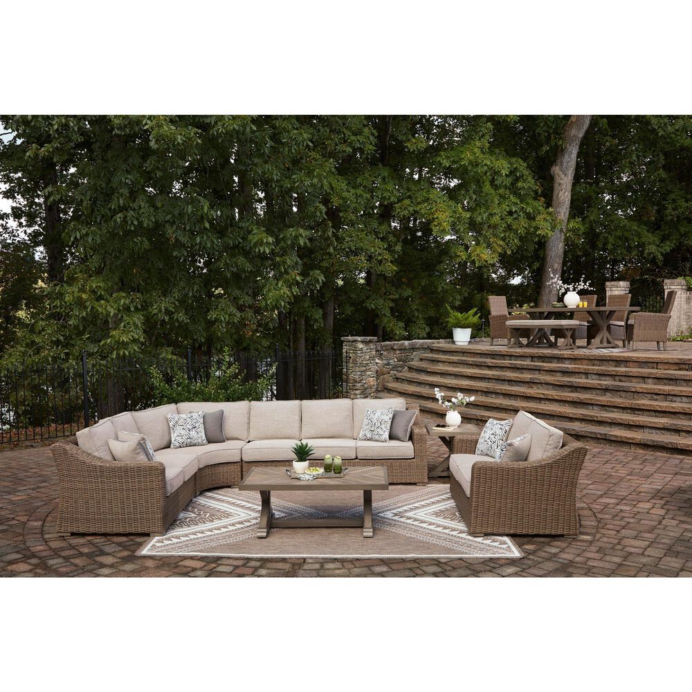 Ashley Laguna Heights 4-Piece Outdoor Sectional in Beige, , large