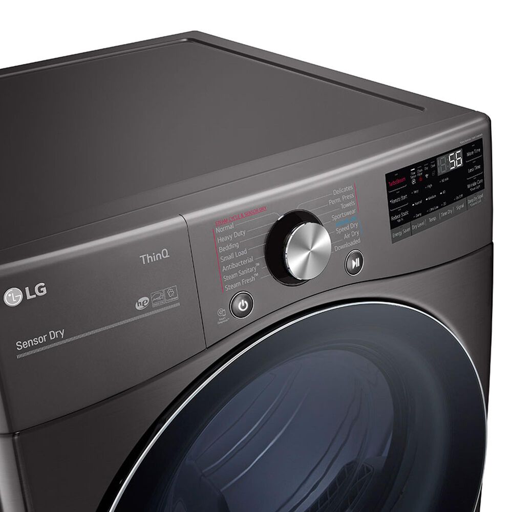 LG 7.4 Cu. Ft. Smart Front Load Electric Dryer with TurboSteam in Black Steel, , large