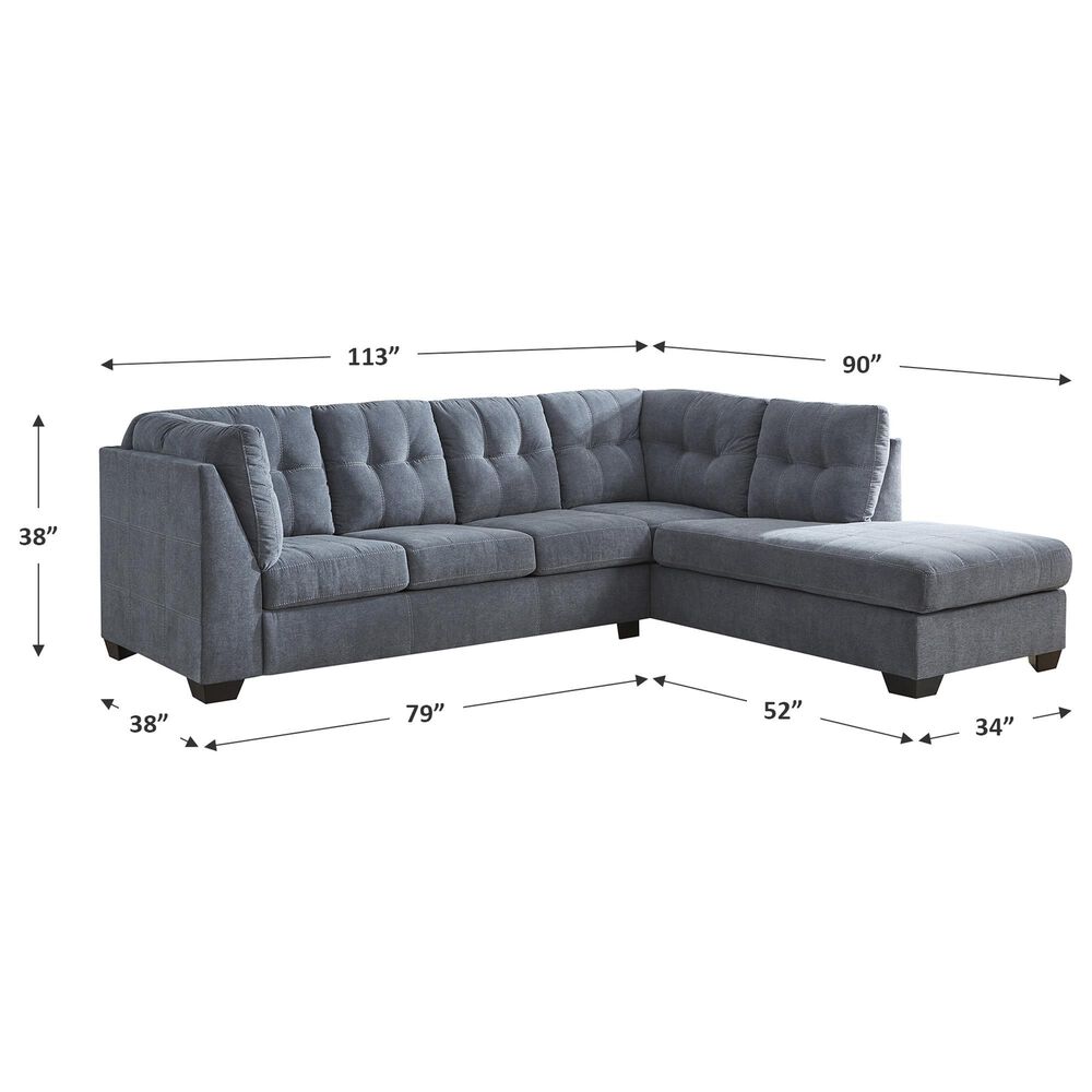 Ashley Marleton 2-Piece Right Facing Sectional with Chaise in Denim, , large