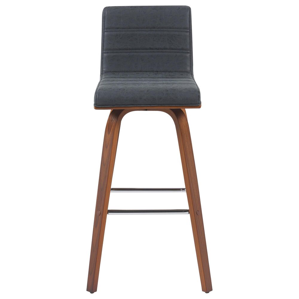 Armen Living Vienna Swivel Bar Height Stool with Vintage Black Upholstery in Walnut, , large
