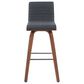 Armen Living Vienna Swivel Bar Height Stool with Vintage Black Upholstery in Walnut, , large