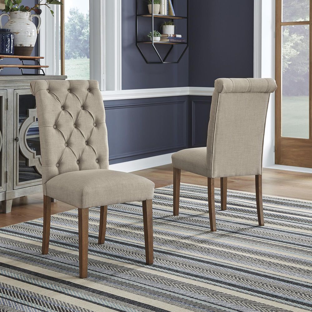 Signature Design by Ashley Harvina Side Chair with Beige Cushion in Light Walnut, , large