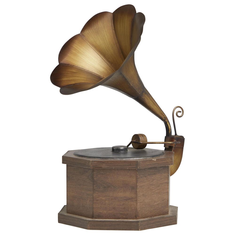Maple and Jade 17" Music Decorative Gramophone in Copper and Brown, , large
