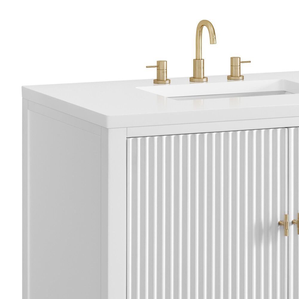 James Martin Vanities Myrrin 36&quot; Vanity in Bright White with 3 cm White Zeus Quartz Top, , large