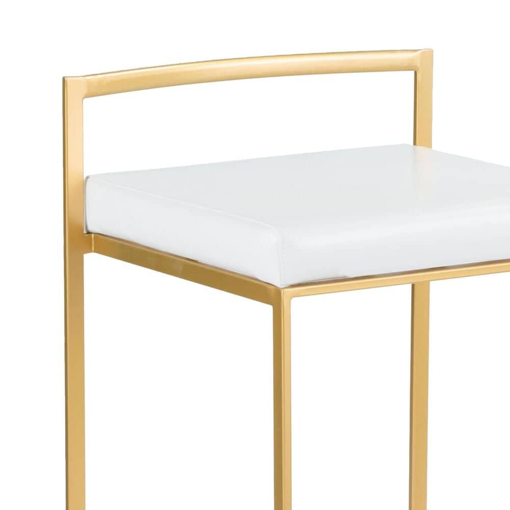 Lumisource Fuji High Back Counter Stool with White Faux Leather Cushion in Gold &#40;Set of 2&#41;, , large