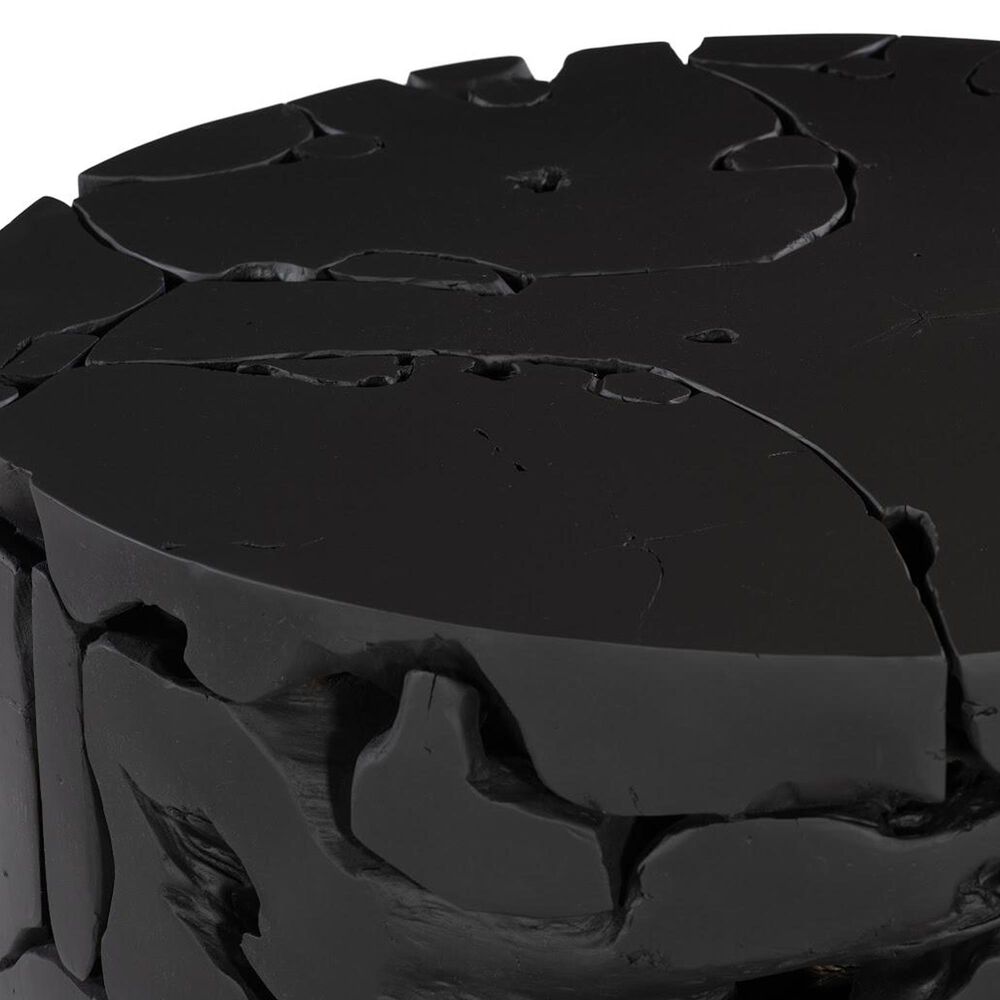 Phillips Collection Teak Chunk Round Coffee Table in Black, , large