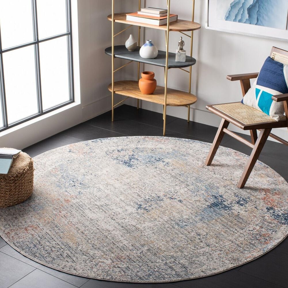 Safavieh Dream DRM426F 6&#39;7&quot; Round Grey and Blue Area Rug, , large