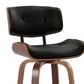 LumiSource Lombardi 30" Swivel Barstool with Black Faux Leather Upholstery in Walnut and Black (Set of 2), , large