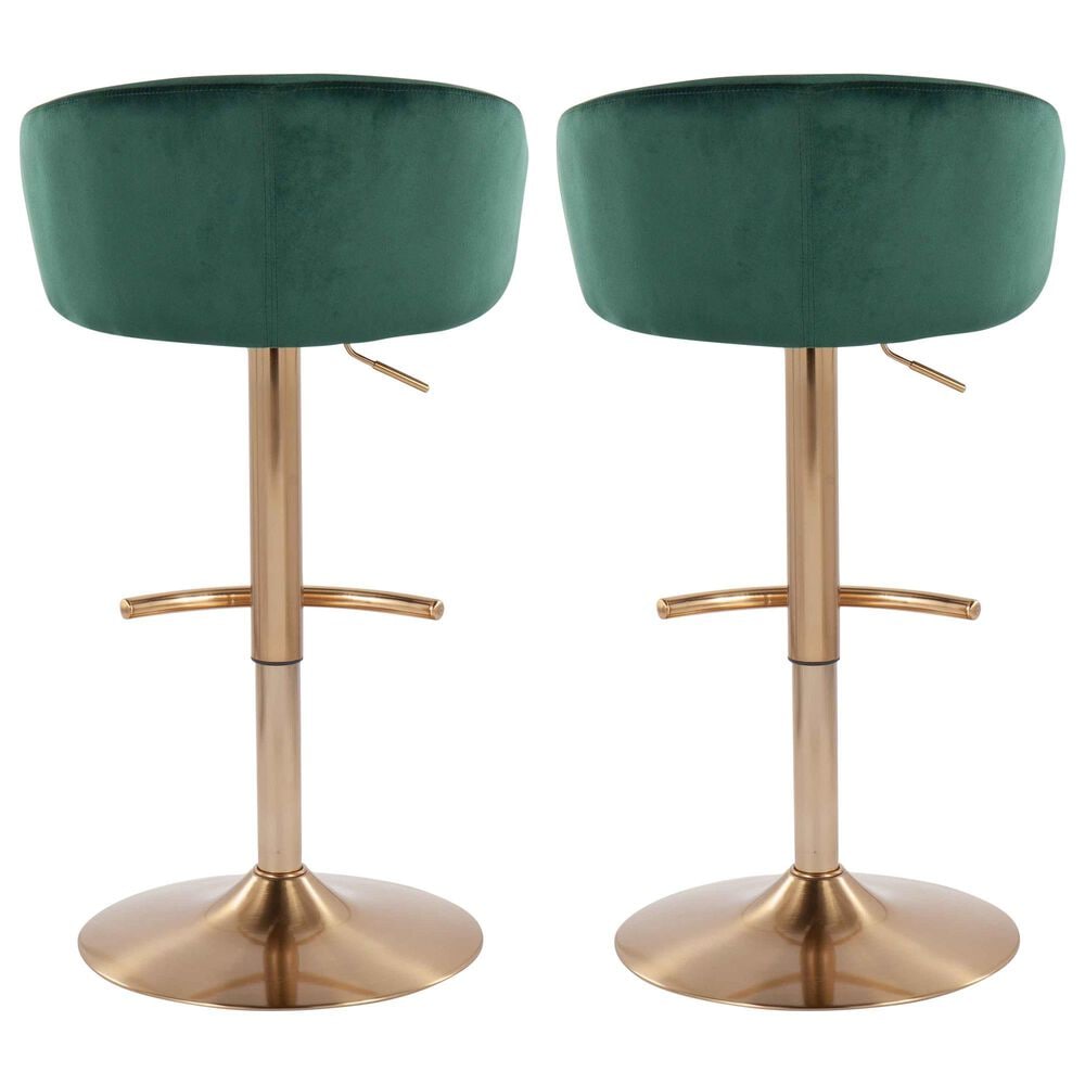 Lumisource Claire Swivel Barstool with Green Cushion in Gold &#40;Set of 2&#41;, , large