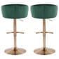 Lumisource Claire Swivel Barstool with Green Cushion in Gold (Set of 2), , large