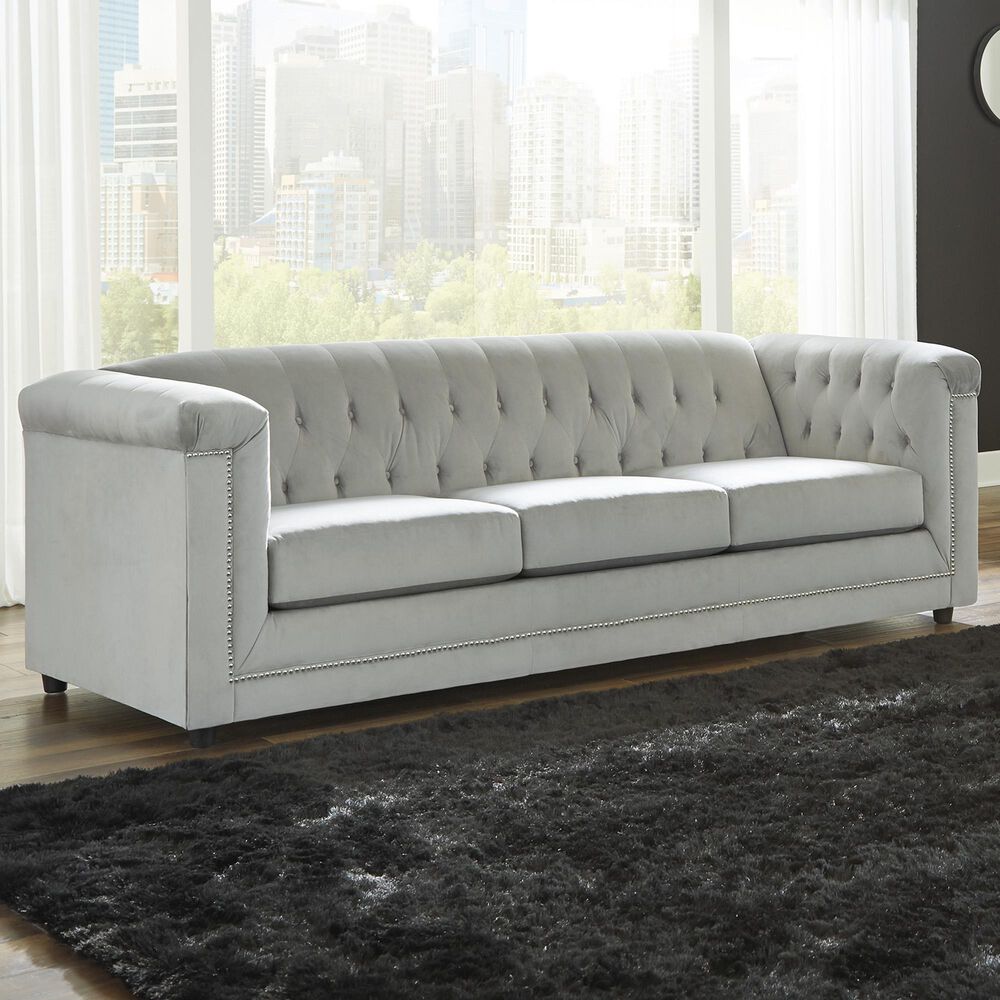 Ashley Gray Tufted Sofa Baci Living Room