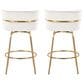 LumiSource Cinch 26" Swivel Counter Stool with Cream Upholstery in Gold (Set of 2), , large
