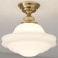 Vaxcel Huntley 12" 1-Light Semi Flush Mount with White Glass Shade in Natural Brass, , large