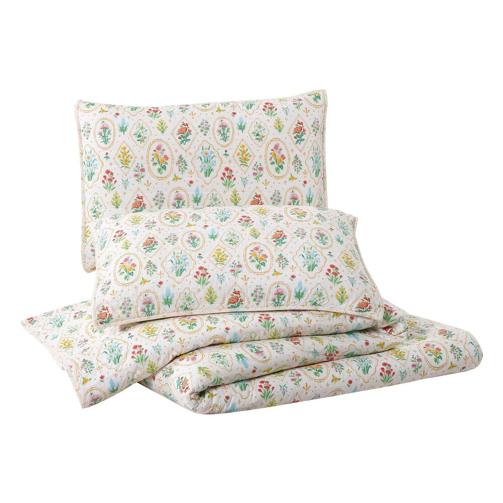 Peking Handicraft 3-Piece Full/Queen Floral Wallpaper Quilt Set in Multicolor, , large