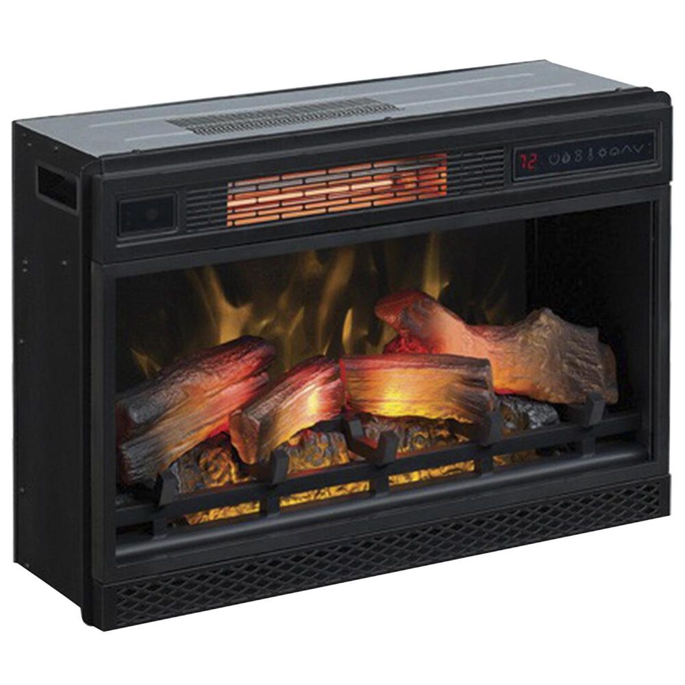 at HOME Cantilever 60&quot; TV Stand with Fireplace Insert in Black, , large