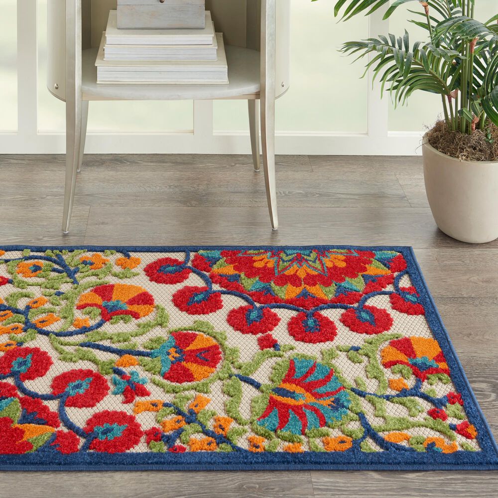 Nourison Aloha Red and Multicolor 2' x 3' Indoor/Outdoor Area Rug, , large