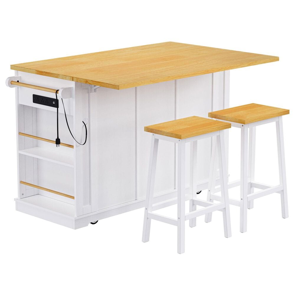 HOMLUX 53inch Large Kitchen Island in White(Three Packages), , large