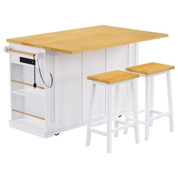 HOMLUX 53inch Large Kitchen Island in White(Three Packages), , large